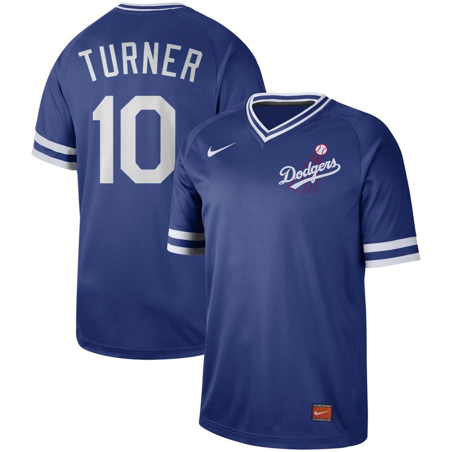 Men Los Angeles Dodgers #10 Turner Blue Nike Cooperstown Collection Legend V-Neck MLB Jersey->los angeles dodgers->MLB Jersey